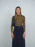 Point Printed Mock Neck Top in Varsity Plaid